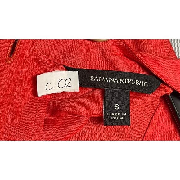 Banana Republic Linen-Cotton Tank Button-Back Sz S Red Sunset Summer Beach - Picture 5 of 6